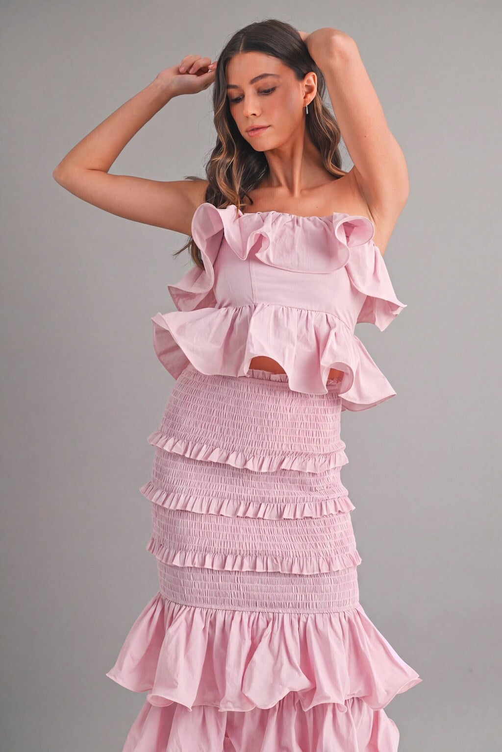 Conjunto ruffled glam look de noche completo