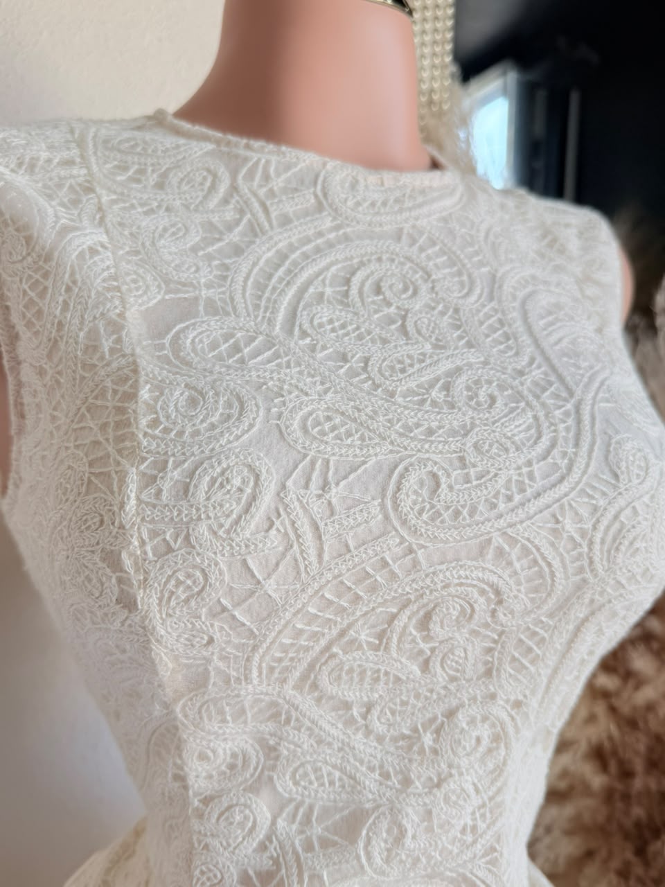 Vestido Midi Blanco de Algodón con Falda Amplia 260600 imagen 3 MB Mayte Barrera