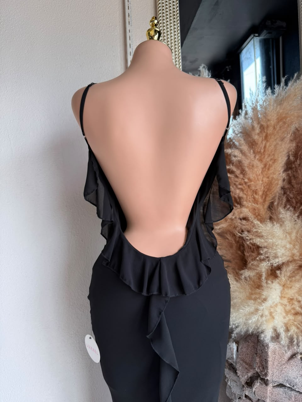 Vestido largo negro sirena look completo MB Mayte Barrera