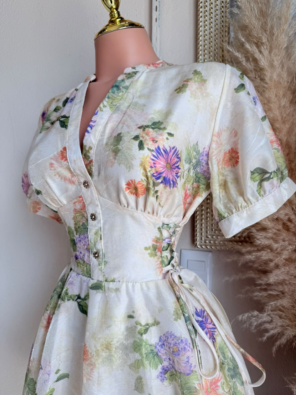 Vestido Floral Blanco de Manga Corta 261484 imagen 4 MB Mayte Barrera