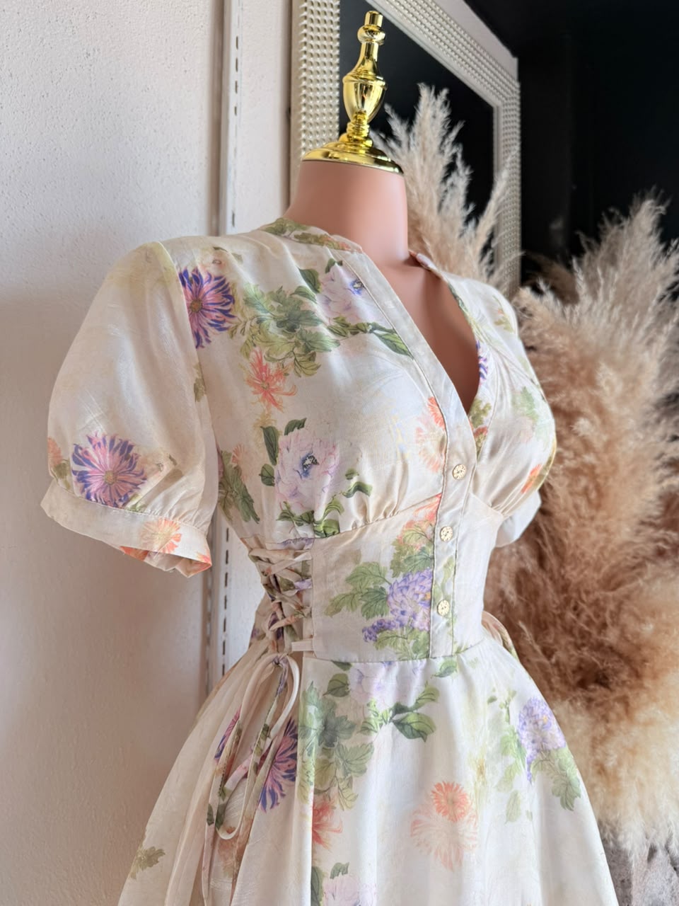 Vestido Floral Blanco de Manga Corta 261484 imagen 5 MB Mayte Barrera