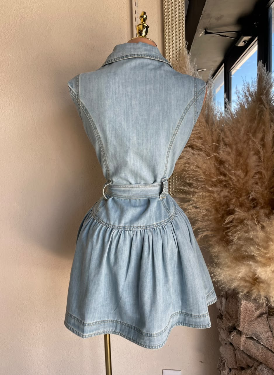 Vestido Corto Denim con Cinturón 261590 imagen 2 MB Mayte Barrera