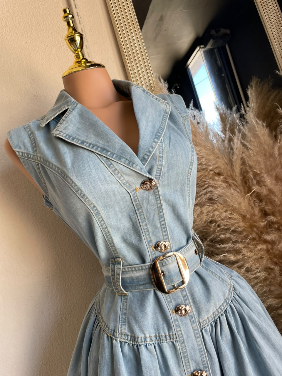 Vestido Corto Denim con Cinturón 261590 imagen 3 MB Mayte Barrera