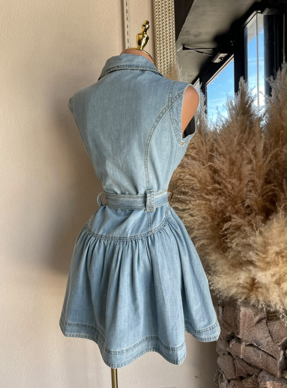 Vestido Corto Denim con Cinturón 261590 imagen 5 MB Mayte Barrera