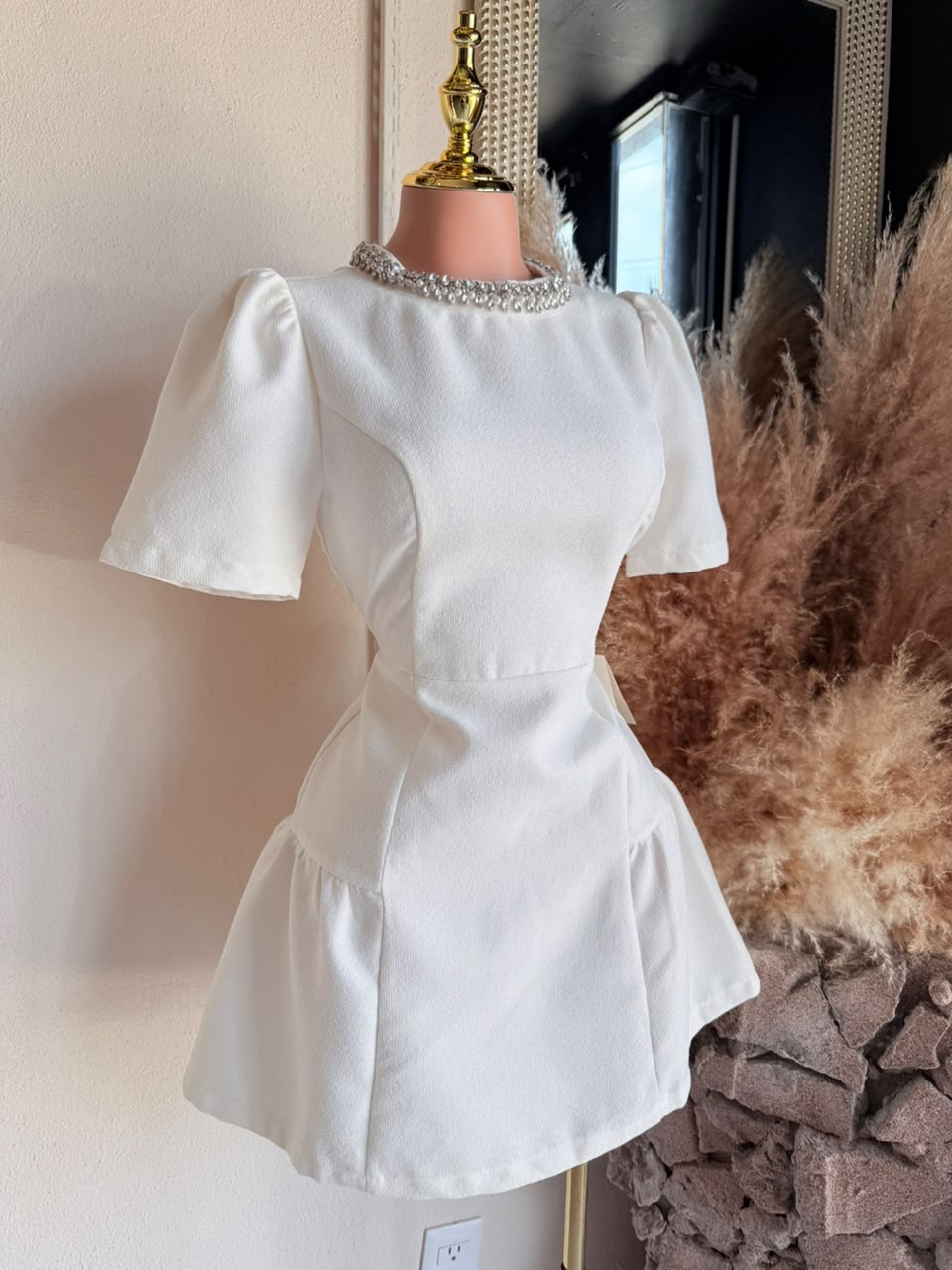 Vestido Corto Blanco de Cintura Esculpida 261649 imagen 3 MB Mayte Barrera