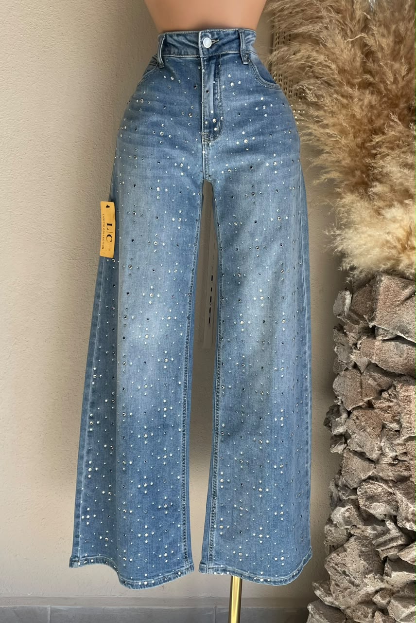Pantalón Jeans Wide Leg con Brillos 261696 imagen 1 MB Mayte Barrera