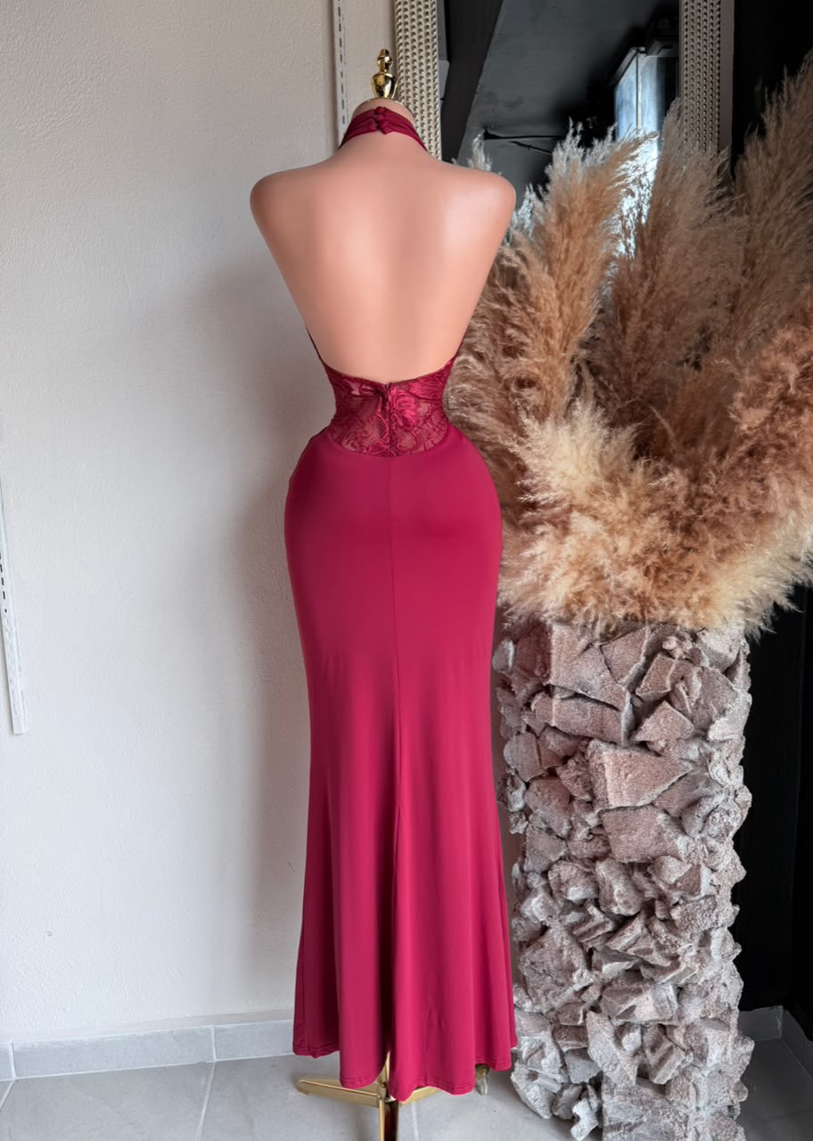 Vestido burguñi 261726 detalle de tela y acabado
