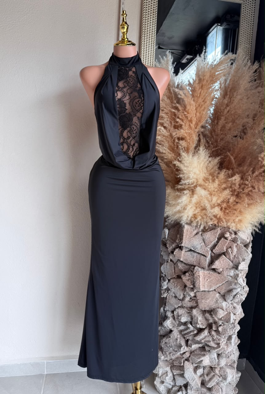 Vestido negro 261727 vista frontal completa MB Mayte Barrera