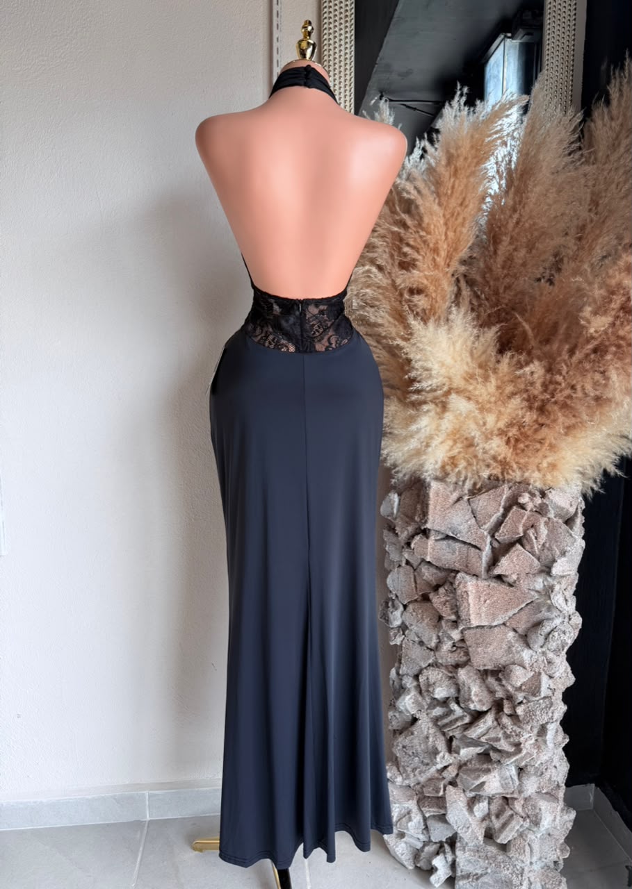 Vestido negro 261727 detalle de tela y acabado