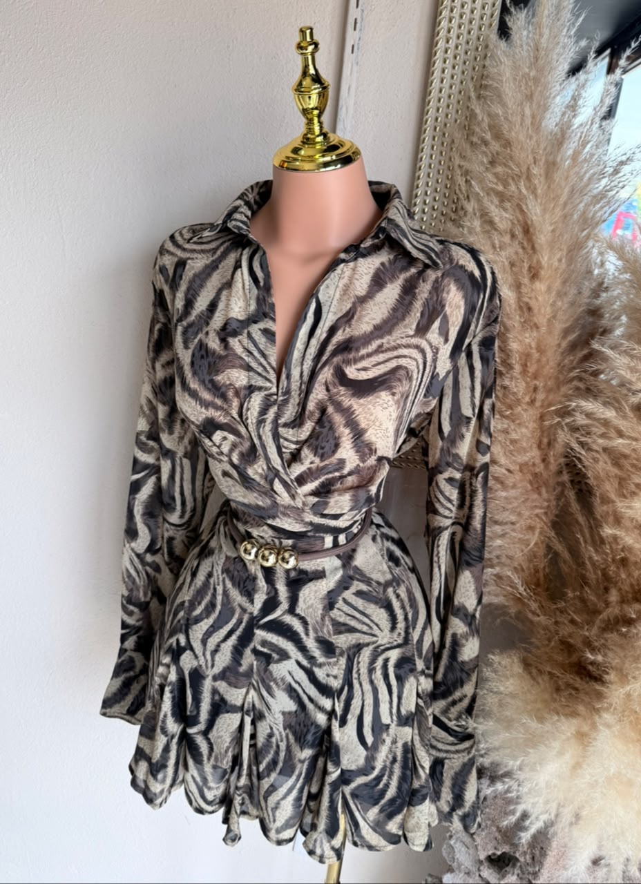 Vestido Corto Estampado Animal Print 261728 imagen 3 MB Mayte Barrera
