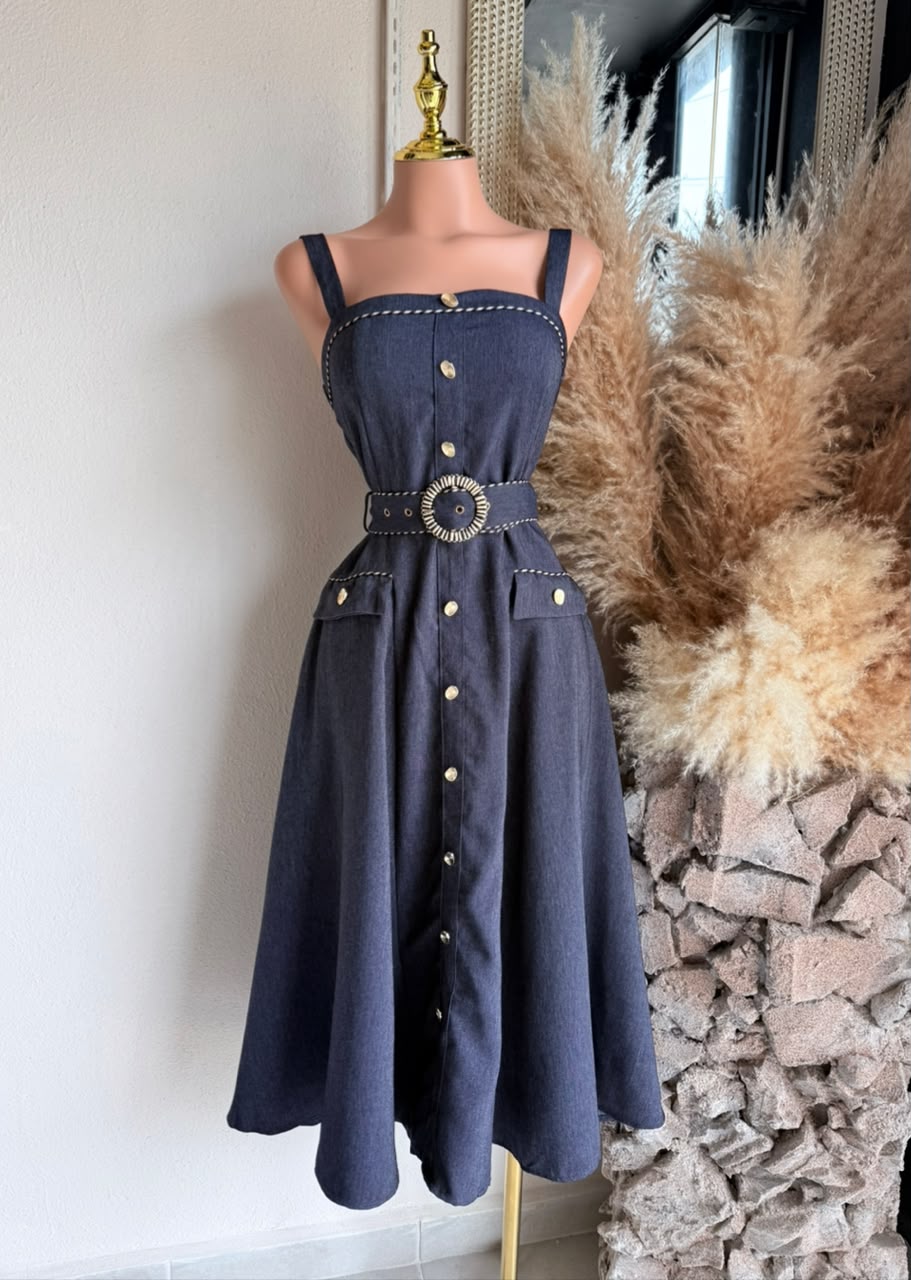 Vestido Corto Denim Azul Marino 261747 imagen 1 MB Mayte Barrera