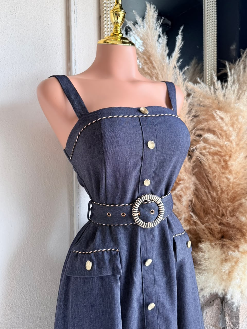 Vestido Corto Denim Azul Marino 261747 imagen 3 MB Mayte Barrera