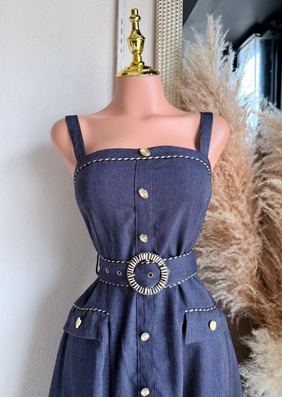 Vestido Corto Denim Azul Marino 261747 imagen 4 MB Mayte Barrera