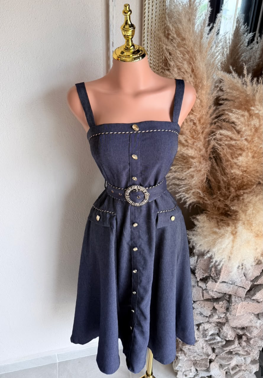 Vestido Corto Denim Azul Marino 261747 imagen 5 MB Mayte Barrera