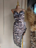 Vestido Zebra Drapeado con Encaje 261774 imagen 1 MB Mayte Barrera