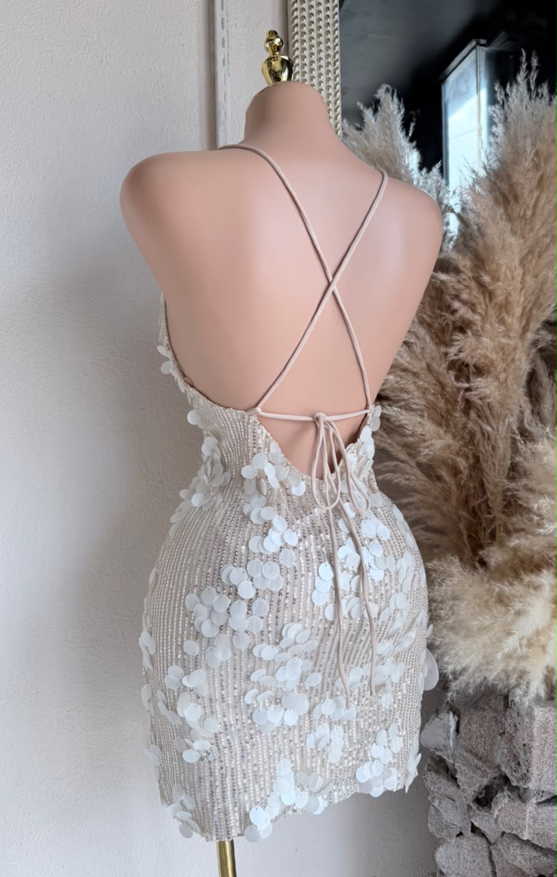 Vestido beige 261952 look completo MB Mayte Barrera