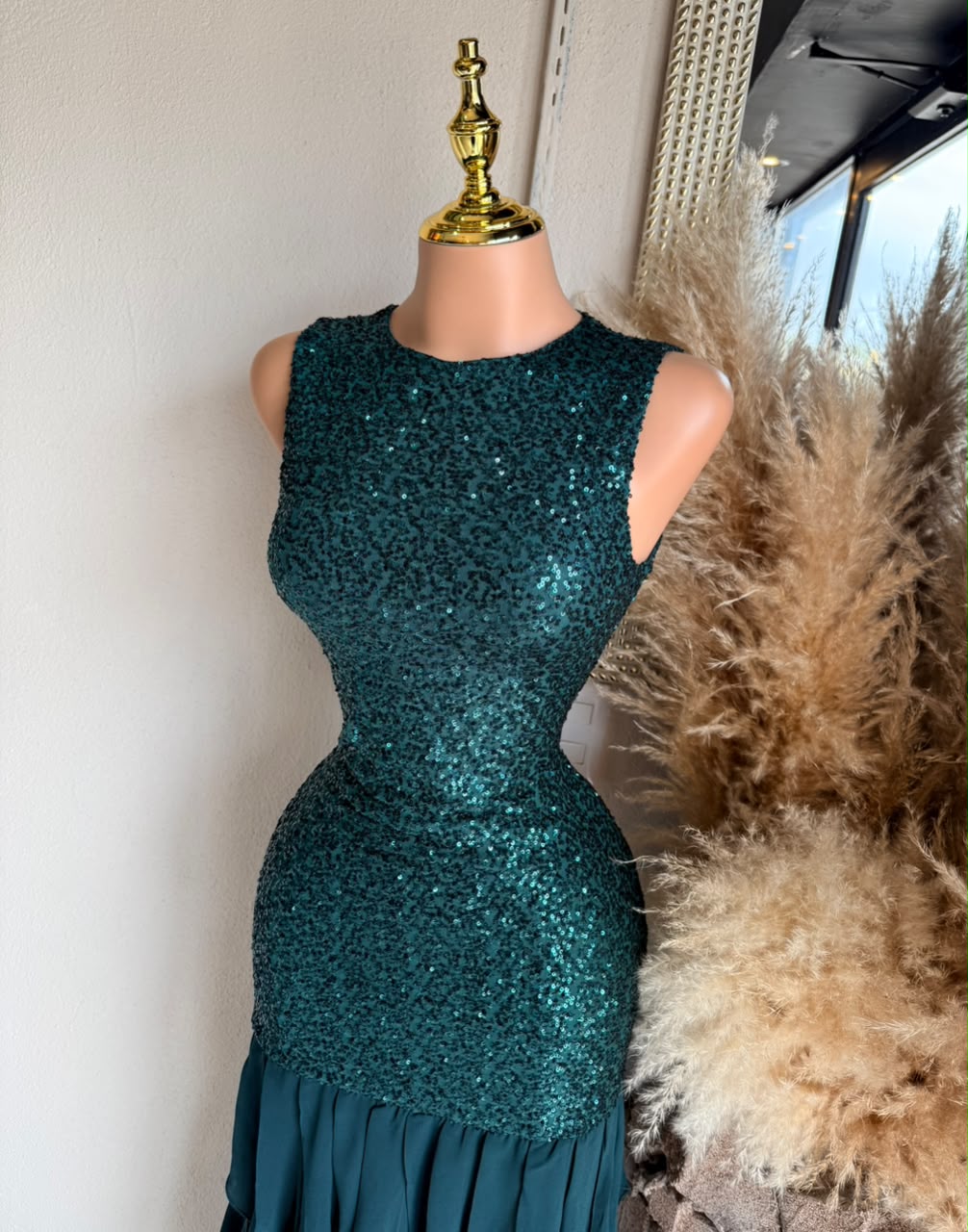 Vestido verde 261959 look completo MB Mayte Barrera
