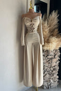 Jumpsuit beige vista frontal completa MB Mayte Barrera