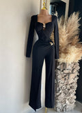 Jumpsuit negro 261966 vista frontal completa MB Mayte Barrera