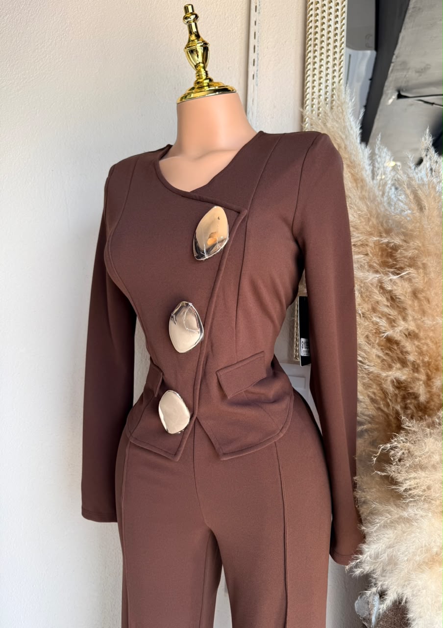 Jumpsuit café 261968 detalle lateral