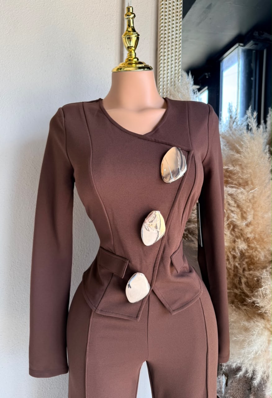 Jumpsuit café 261968 look completo MB Mayte Barrera