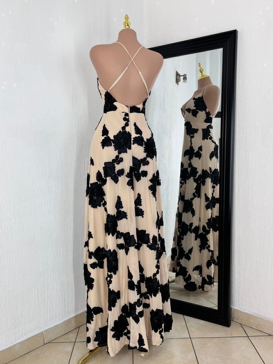 Vestido largo floral elegance look completo MB Mayte Barrera