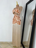 Vestido Largo con Flecos y Estampado Abstracto 260809