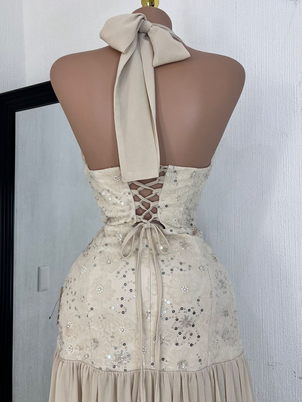 Vestido Largo Elegancia Floral Champagne 260883