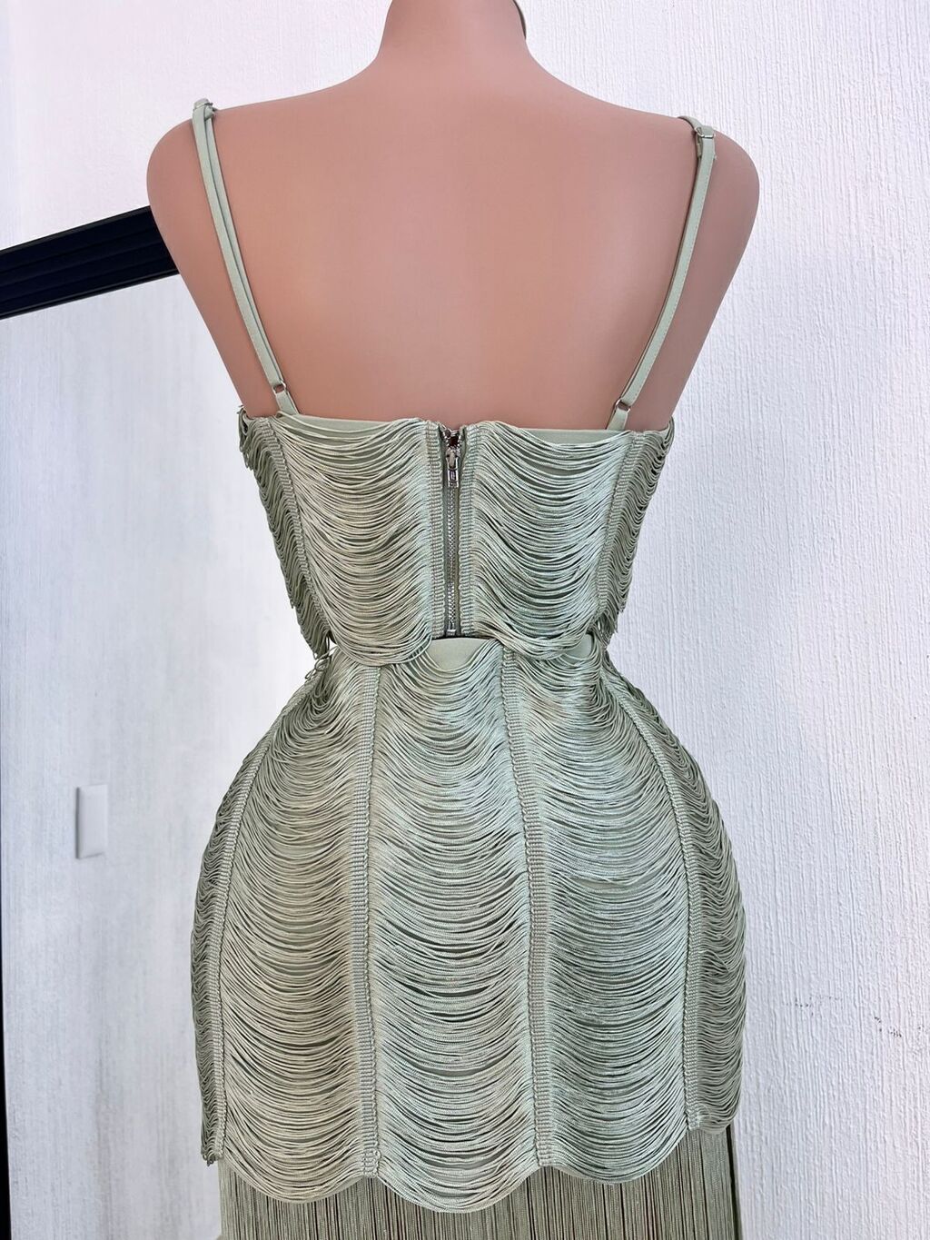 Set elegancia sage con flecos look completo MB Mayte Barrera