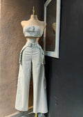 Set top y pantalón cargo detalle de tela