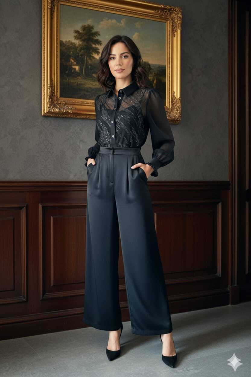 Set negro blusa y pantalón 252305
