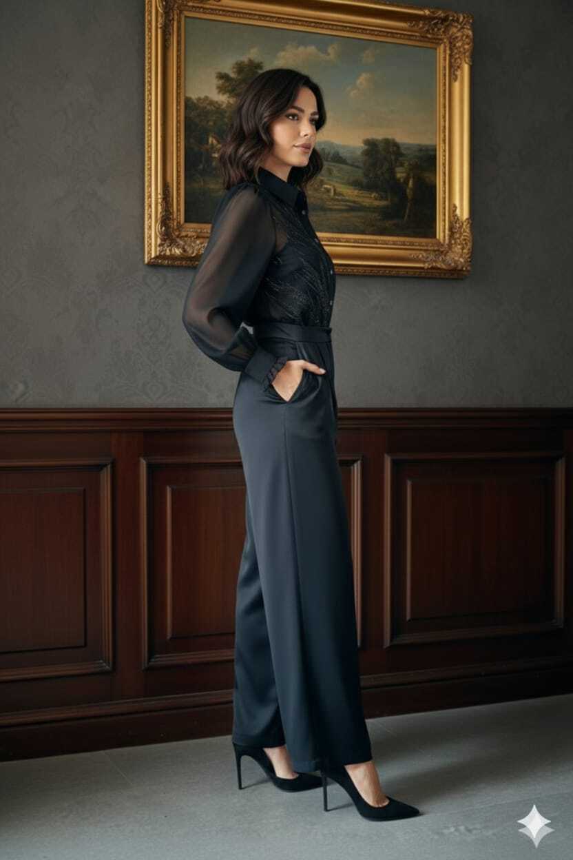 Set negro blusa y pantalón 252305