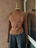 Blusa de encaje manga larga 252249