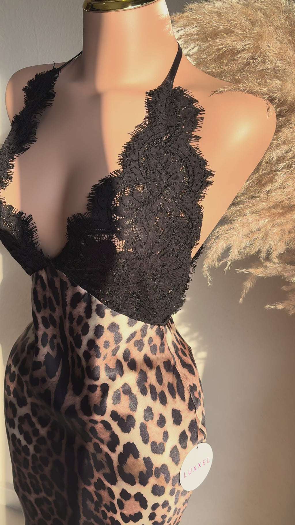 Vestido Largo Animal Print con Encaje Negro – Vestido de Fiesta 261614
