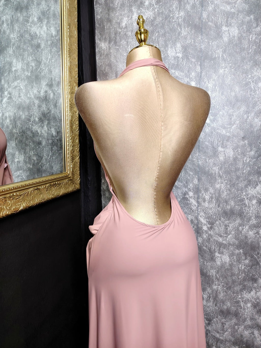 Vestido de gala rosa espalda descubierta 260076