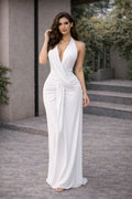 Vestido de gala blanco espalda descubierta 260077