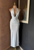 Vestido de gala azul glaciar espalda descubierta 260159