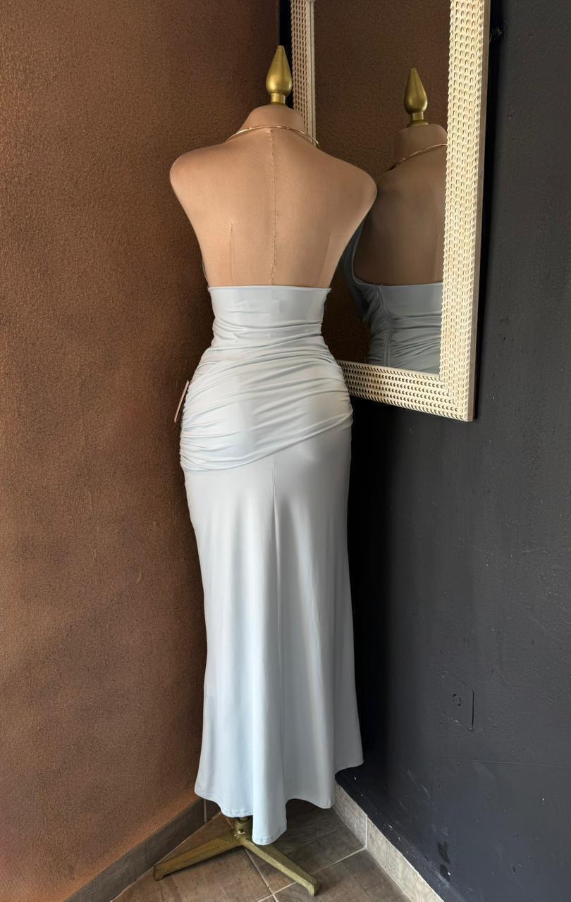 Vestido de gala azul glaciar espalda descubierta 260159