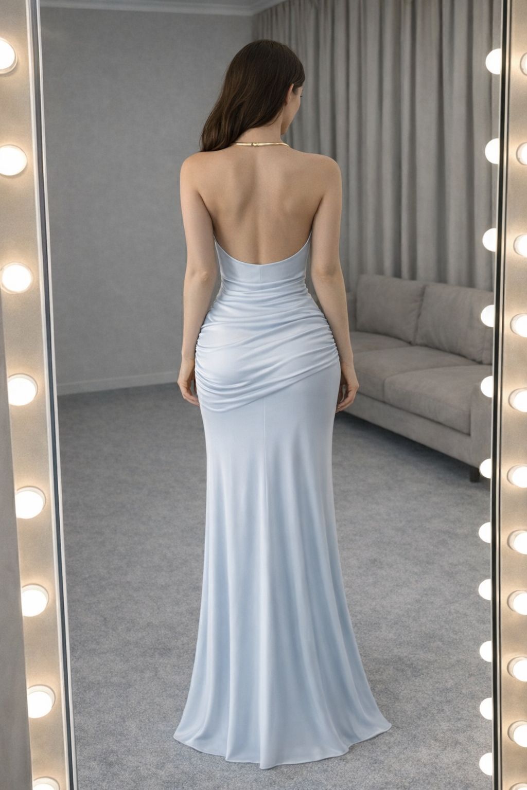 Vestido de gala azul glaciar espalda descubierta 260159