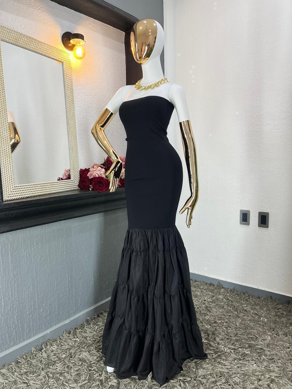 Vestido gala empire black look completo MB Mayte Barrera