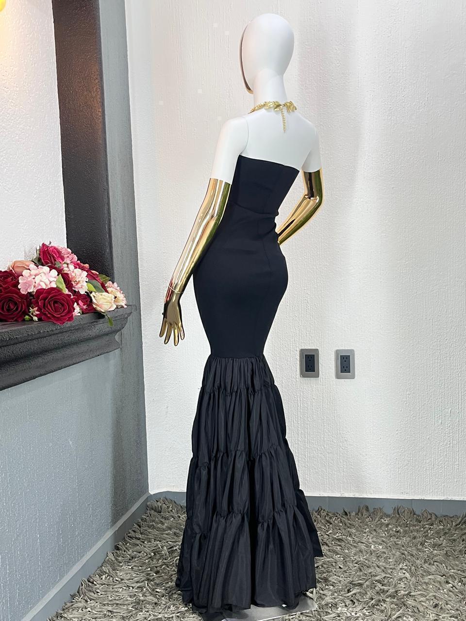 Vestido gala empire black vista frontal completa