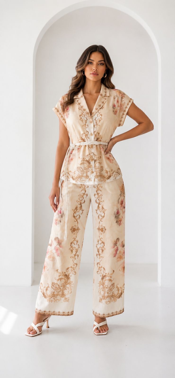 Set apricot barroco detalle de tela y estampado
