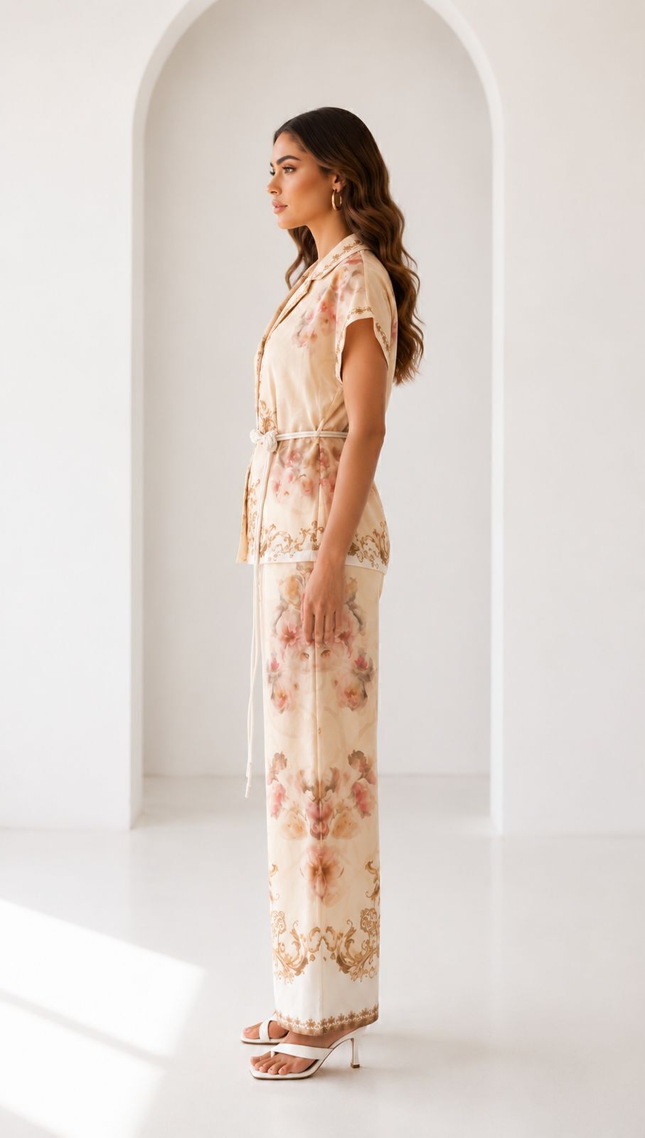 Set apricot multi estampado barroco look completo MB Mayte Barrera