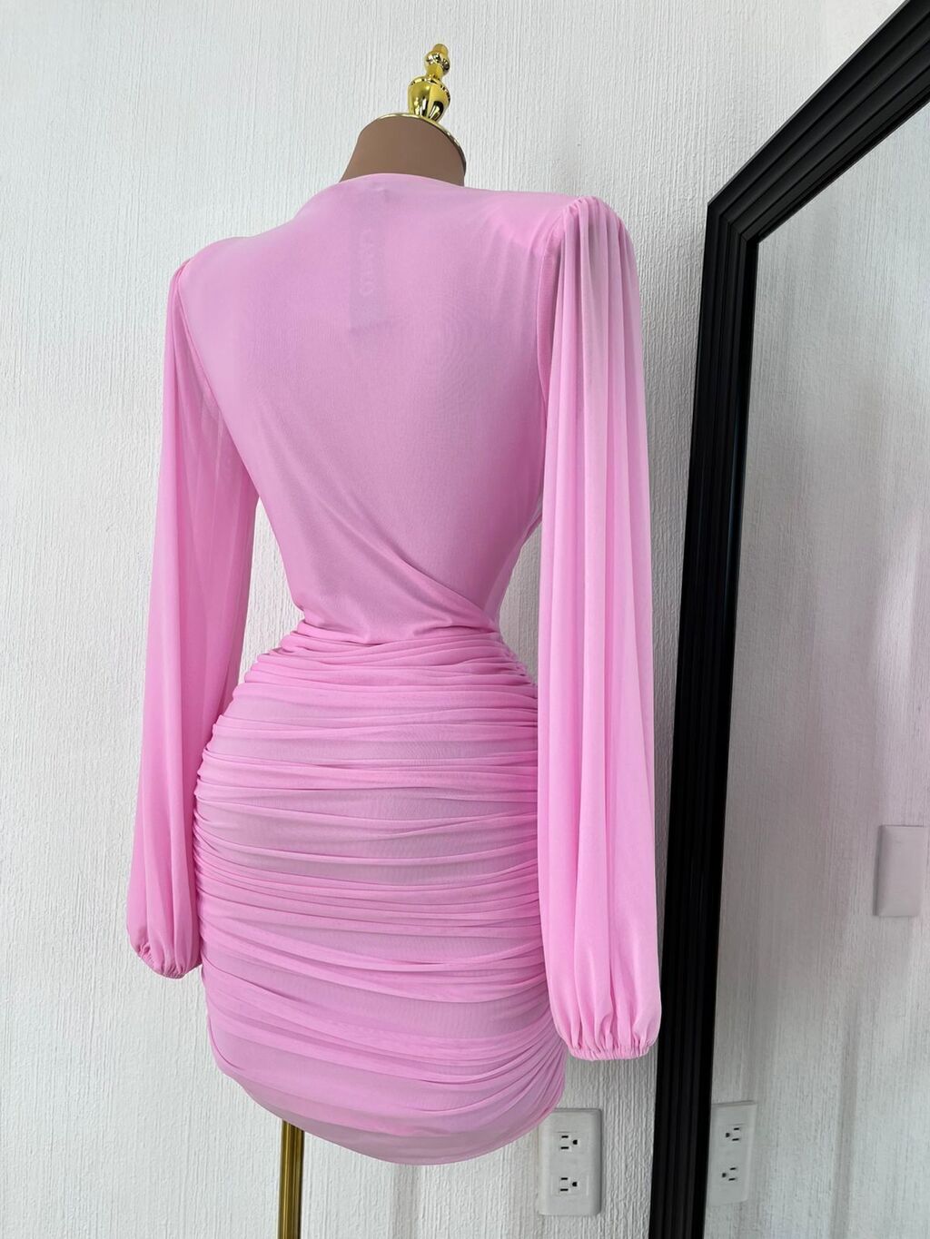 Vestido Mini Drapeado Rosa Blush 261072