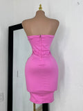 Vestido Strapless Rosa Glamour Dorado 261078