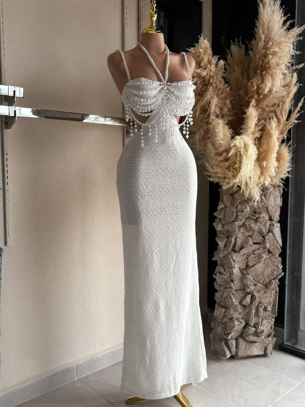 Vestido Largo Perlas Ivory 261597