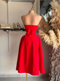 Vestido Strapless Rojo Silueta Princesa 261661